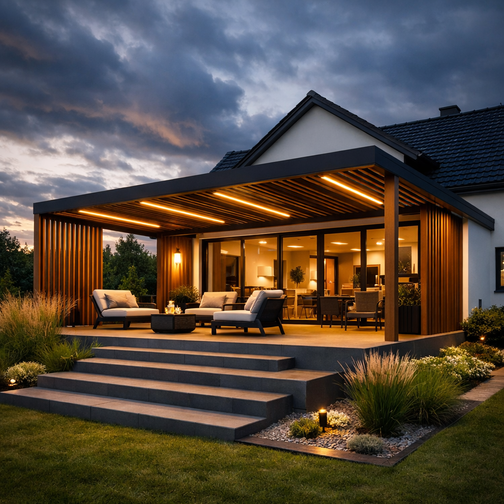 Ein Terassendach bei einer schönen Atmosphäre