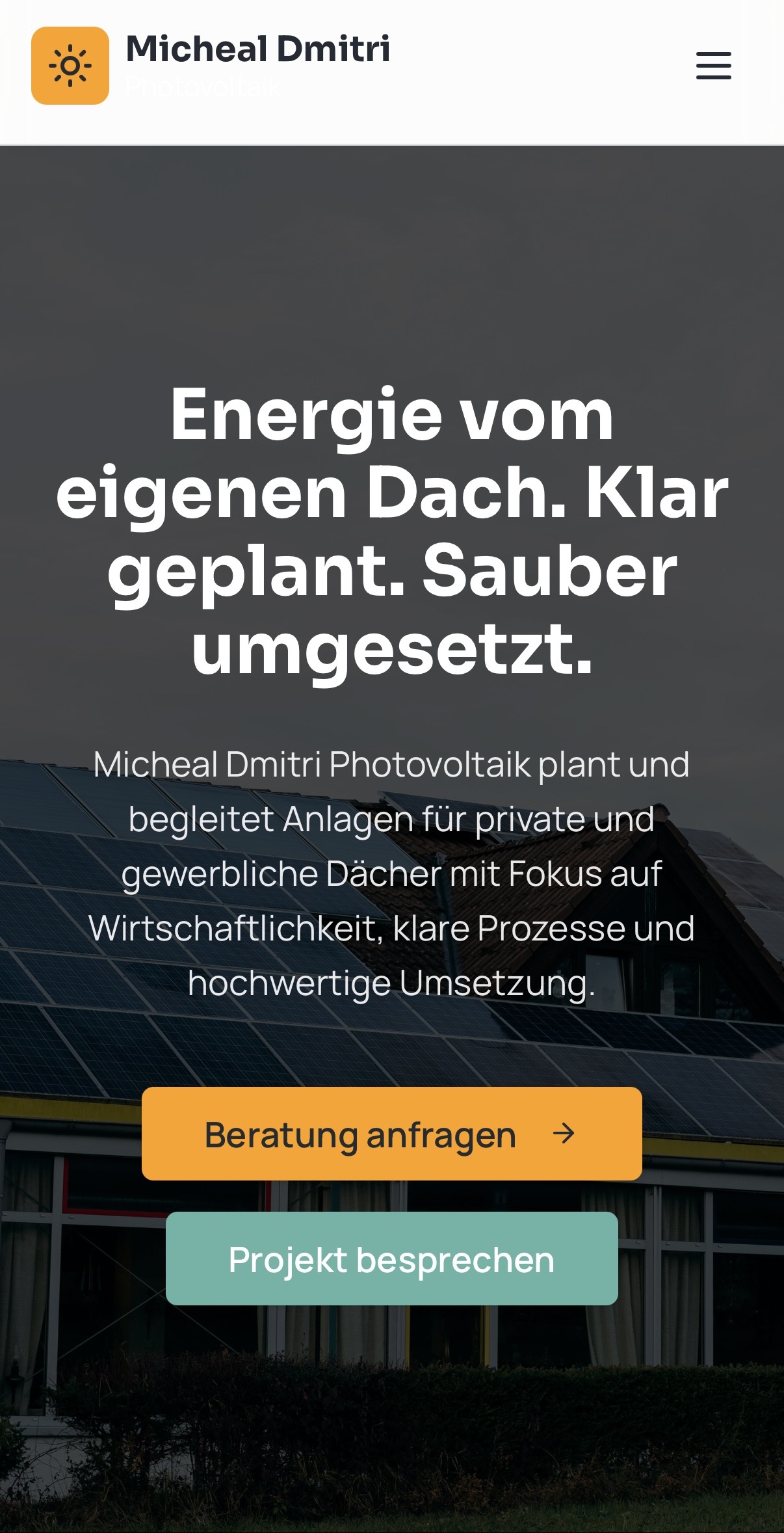 Website für Photovoltaik 