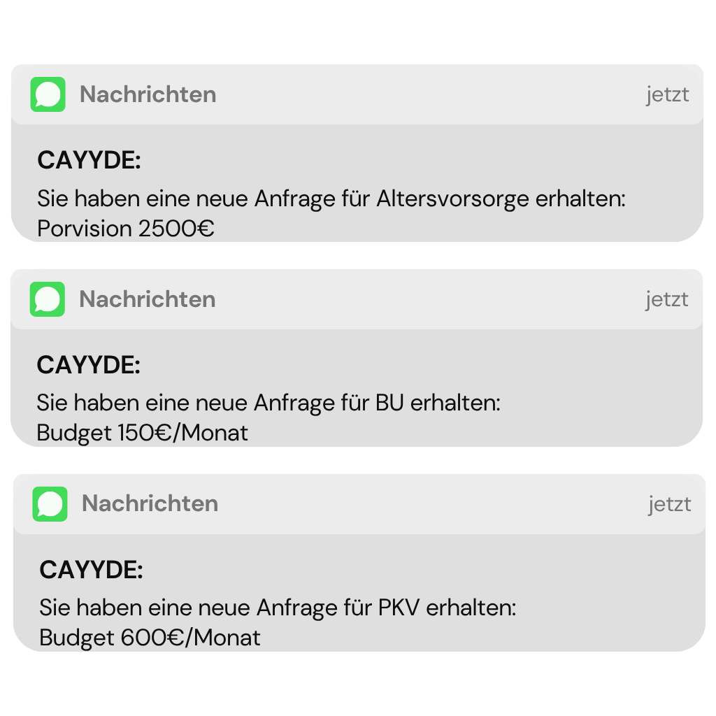 Die Nachrichten die Sie bekommen, wenn Sie mit CAYYDE zusammenarbeiten